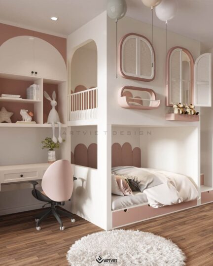 Nội thất biệt thự Bắc Giang - phòng ngủ con gái - 1