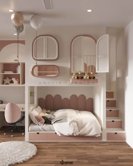 Nội thất biệt thự Bắc Giang - phòng ngủ con gái - 5