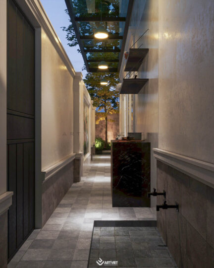 Nội thất biệt thự Bắc Giang - sân vườn tường rào - 3