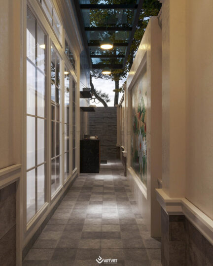 Nội thất biệt thự Bắc Giang - sân vườn tường rào - 4