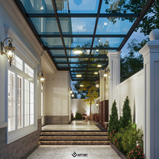 Nội thất biệt thự Bắc Giang - sân vườn tường rào - 6