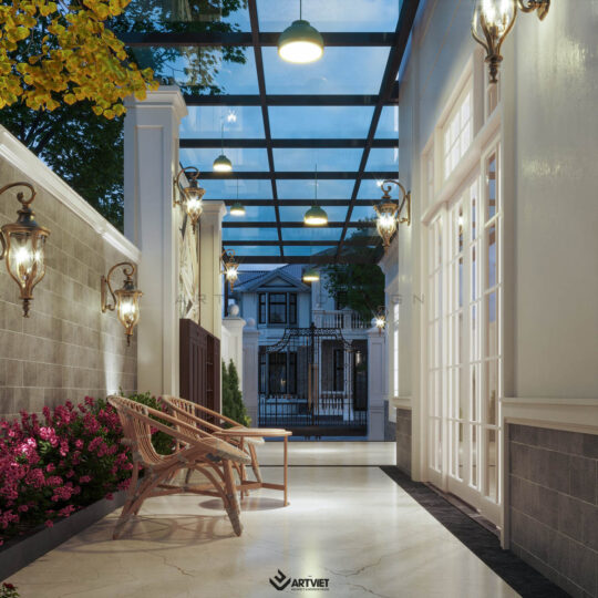 Nội thất biệt thự Bắc Giang - sân vườn tường rào - 7