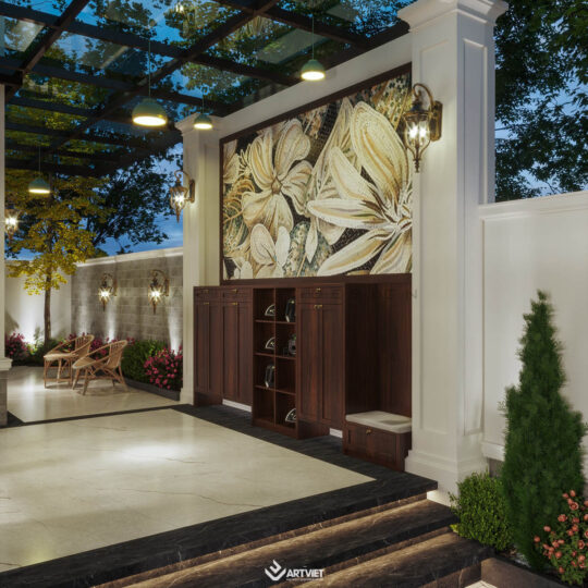 Nội thất biệt thự Bắc Giang - sân vườn tường rào - 9