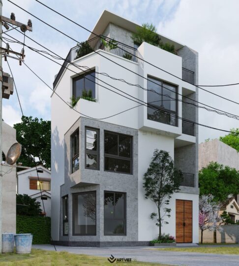 Thiết kế kiến trúc nhà góc Kiêu Kỵ - 1