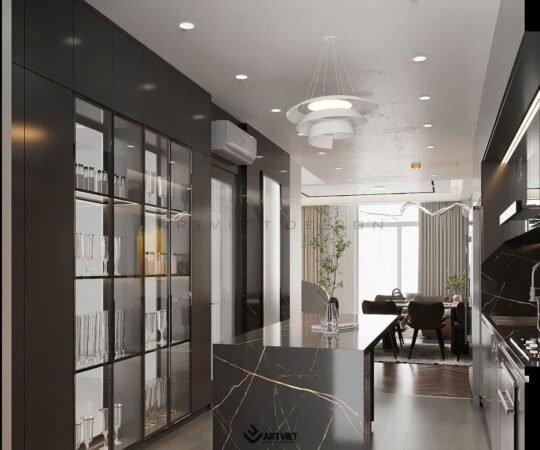 Thiết kế nội thất biệt thự Ecopark - bếp - 3