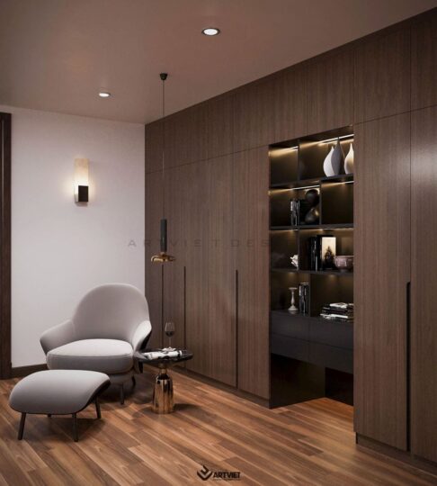 Thiết kế nội thất biệt thự Ecopark - phòng ngủ đọc sách - 1