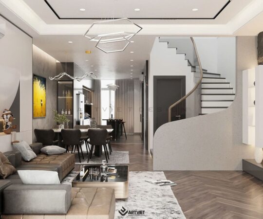 Thiết kế nội thất biệt thự Ecopark - phòng khách - 2