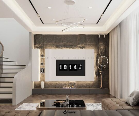 Thiết kế nội thất biệt thự Ecopark - phòng khách - 3