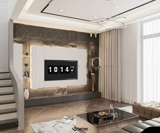 Thiết kế nội thất biệt thự Ecopark - phòng khách - 4