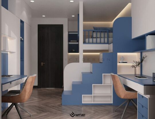 Thiết kế nội thất biệt thự Ecopark - phòng ngủ con - 1