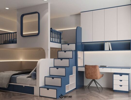 Thiết kế nội thất biệt thự Ecopark - phòng ngủ con - 6