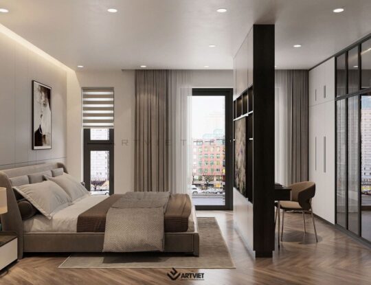 Thiết kế nội thất biệt thự Ecopark - phòng ngủ master - 3