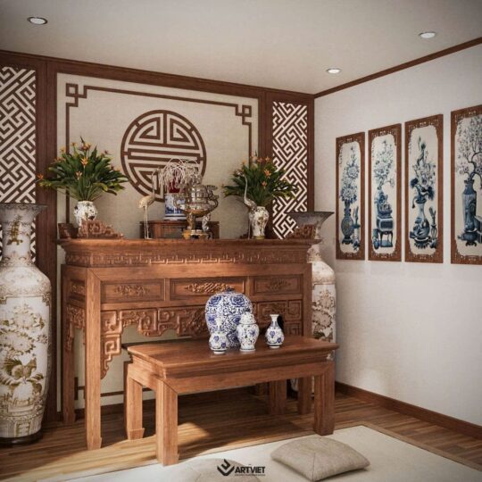 Thiết kế nội thất biệt thự Ecopark - phòng thờ - 1