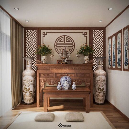 Thiết kế nội thất biệt thự Ecopark - phòng thờ - 2