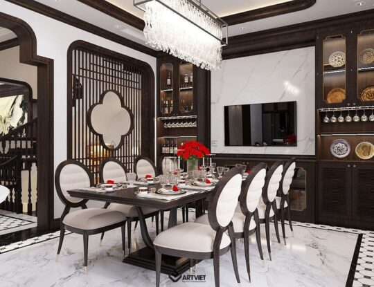 Thiết kế nội thất biệt thự Vinhomes phong cách Indochine - bếp - 3