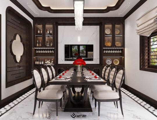 Thiết kế nội thất biệt thự Vinhomes phong cách Indochine - bếp - 4