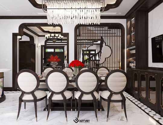 Thiết kế nội thất biệt thự Vinhomes phong cách Indochine - bếp - 6