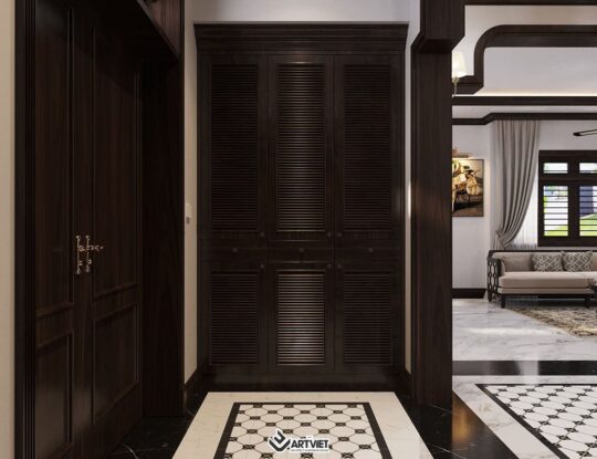 Thiết kế nội thất biệt thự Vinhomes phong cách Indochine - hành lang - 1