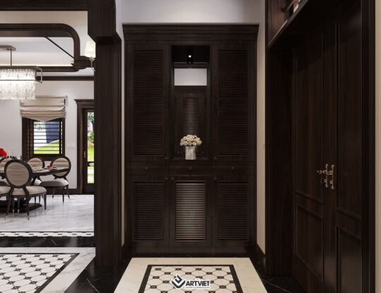 Thiết kế nội thất biệt thự Vinhomes phong cách Indochine - hành lang - 2