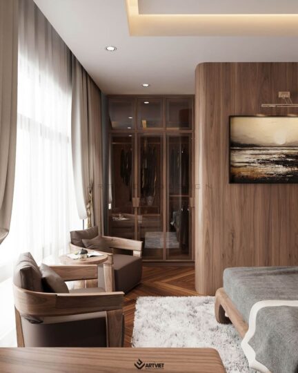 Thiết kế nội thất chung cư Cổ Bi 2024 - phòng ngủ master - 3