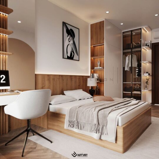 Thiết kế nội thất chung cư Cổ Bi 2024 - phòng ngủ nhỏ 2 - 2