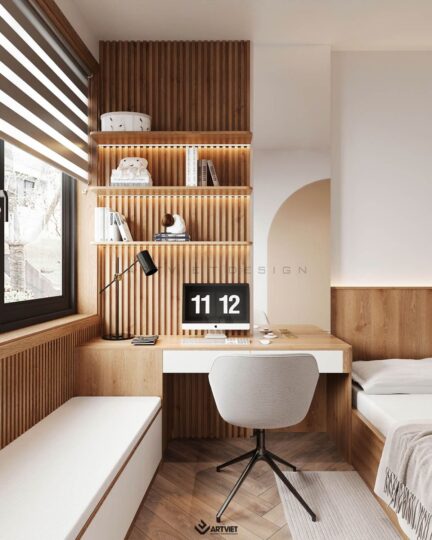 Thiết kế nội thất chung cư Cổ Bi 2024 - phòng ngủ nhỏ 2 - 3