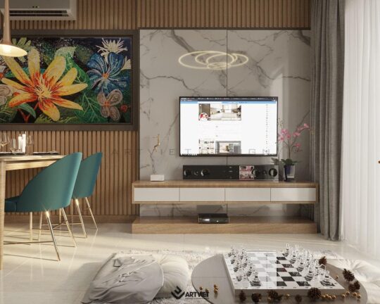 Nội thất chung cư Ocean Park - phòng khách - 4