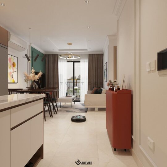 Thiết kế nội thất chung cư Vinhomes - phòng khách bếp - 10