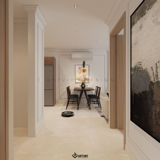 Thiết kế nội thất chung cư Vinhomes - phòng khách bếp - 2