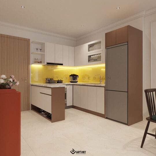 Thiết kế nội thất chung cư Vinhomes - phòng khách bếp - 3