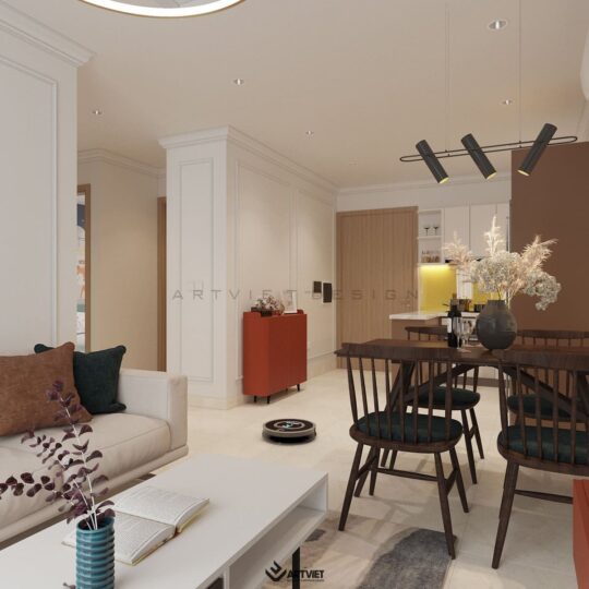 Thiết kế nội thất chung cư Vinhomes - phòng khách bếp - 5