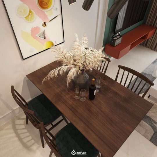 Thiết kế nội thất chung cư Vinhomes - phòng khách bếp - 7