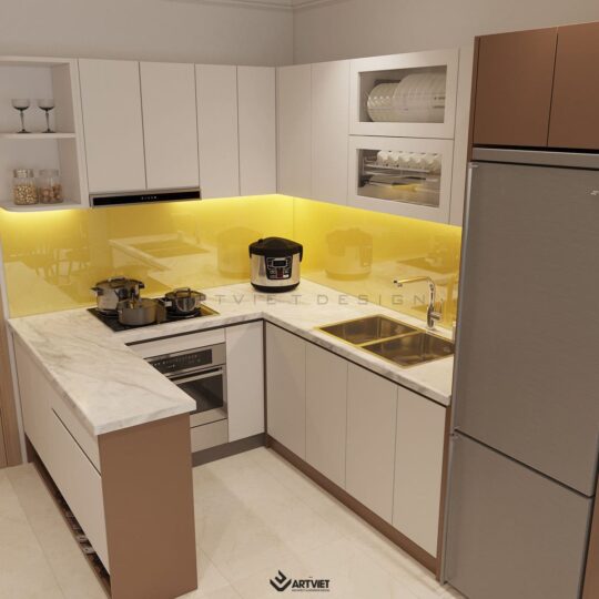 Thiết kế nội thất chung cư Vinhomes - phòng khách bếp - 9