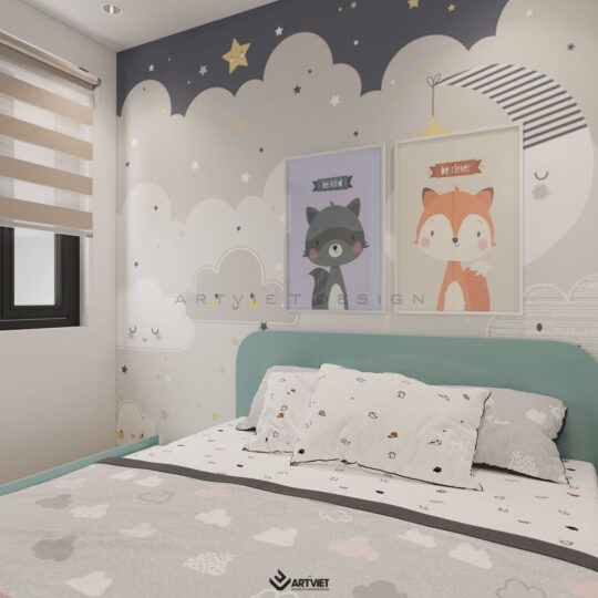 Thiết kế nội thất chung cư Vinhomes - phòng ngủ con - 1