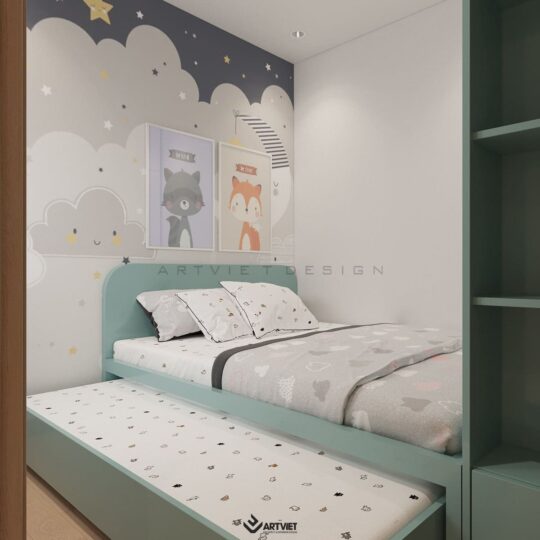 Thiết kế nội thất chung cư Vinhomes - phòng ngủ con - 2