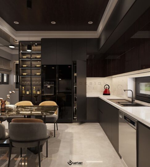 Thiết kế nội thất nhà ở Đông Dư - khách bếp - 13