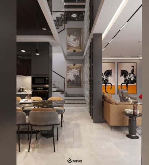 Thiết kế nội thất nhà ở Đông Dư - khách bếp - 5