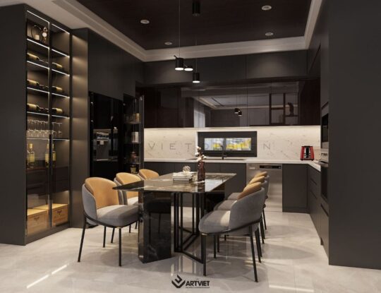 Thiết kế nội thất nhà ở Đông Dư - khách bếp - 9