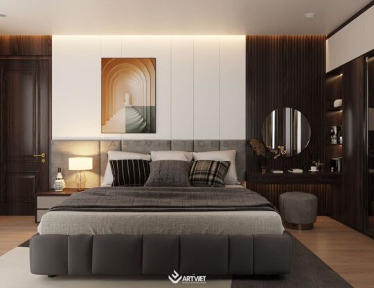 Thiết kế nội thất nhà ở Đông Dư - phòng ngủ master - 2