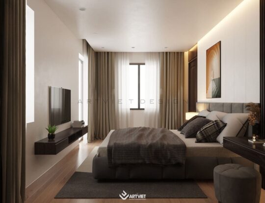Thiết kế nội thất nhà ở Đông Dư - phòng ngủ master - 3