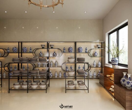 Thiết kế nội thất cửa hàng gốm chị Hưng Hương - 7
