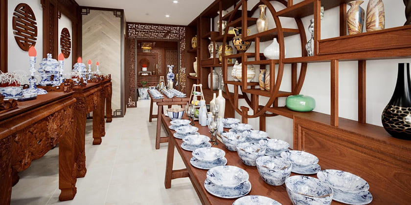 Nội thất cửa hàng gốm sứ Nhà Bóng