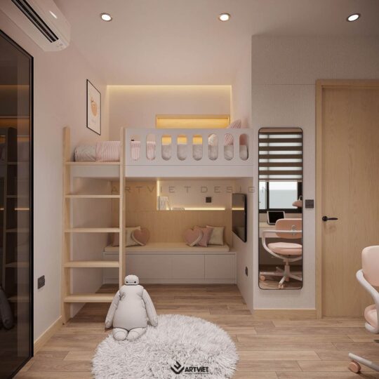 Thiết kế nội thất và kiến trúc nhà phố Thuỵ Khuê - phòng ngủ con - 3