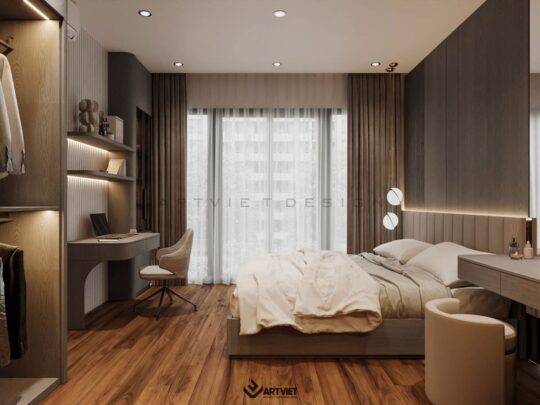 Thiết kế nội thất và kiến trúc nhà phố Thuỵ Khuê - phòng ngủ master - 1