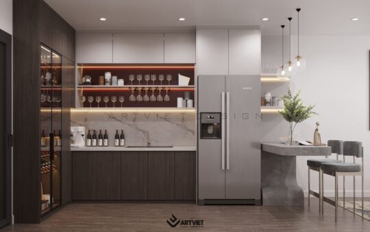 Thiết kế nội thất nhà phố Hàng Bông - bếp - 3