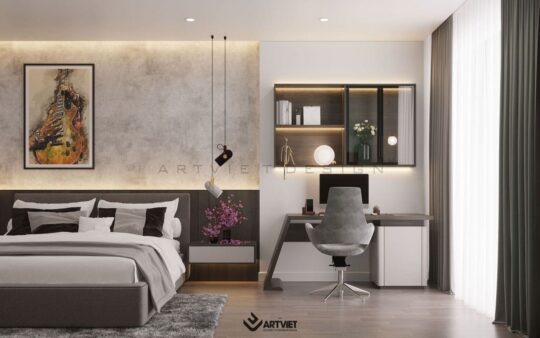 Thiết kế nội thất nhà phố Hàng Bông - phòng ngủ 3 - 2