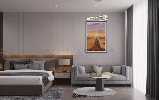 Thiết kế nội thất nhà phố Hàng Bông - phòng ngủ bố mẹ - 1