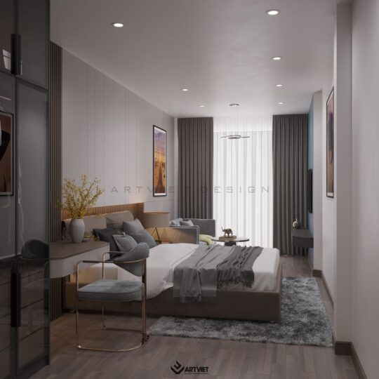 Thiết kế nội thất nhà phố Hàng Bông - phòng ngủ bố mẹ - 5