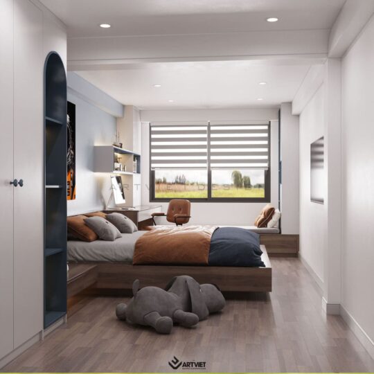 Thiết kế nội thất nhà phố Hàng Bông - phòng ngủ con trai - 2