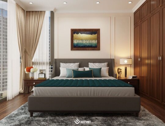 Thiết kế nội thất chung cư Vinhomes Ocean Park - phòng ngủ 2 - 1